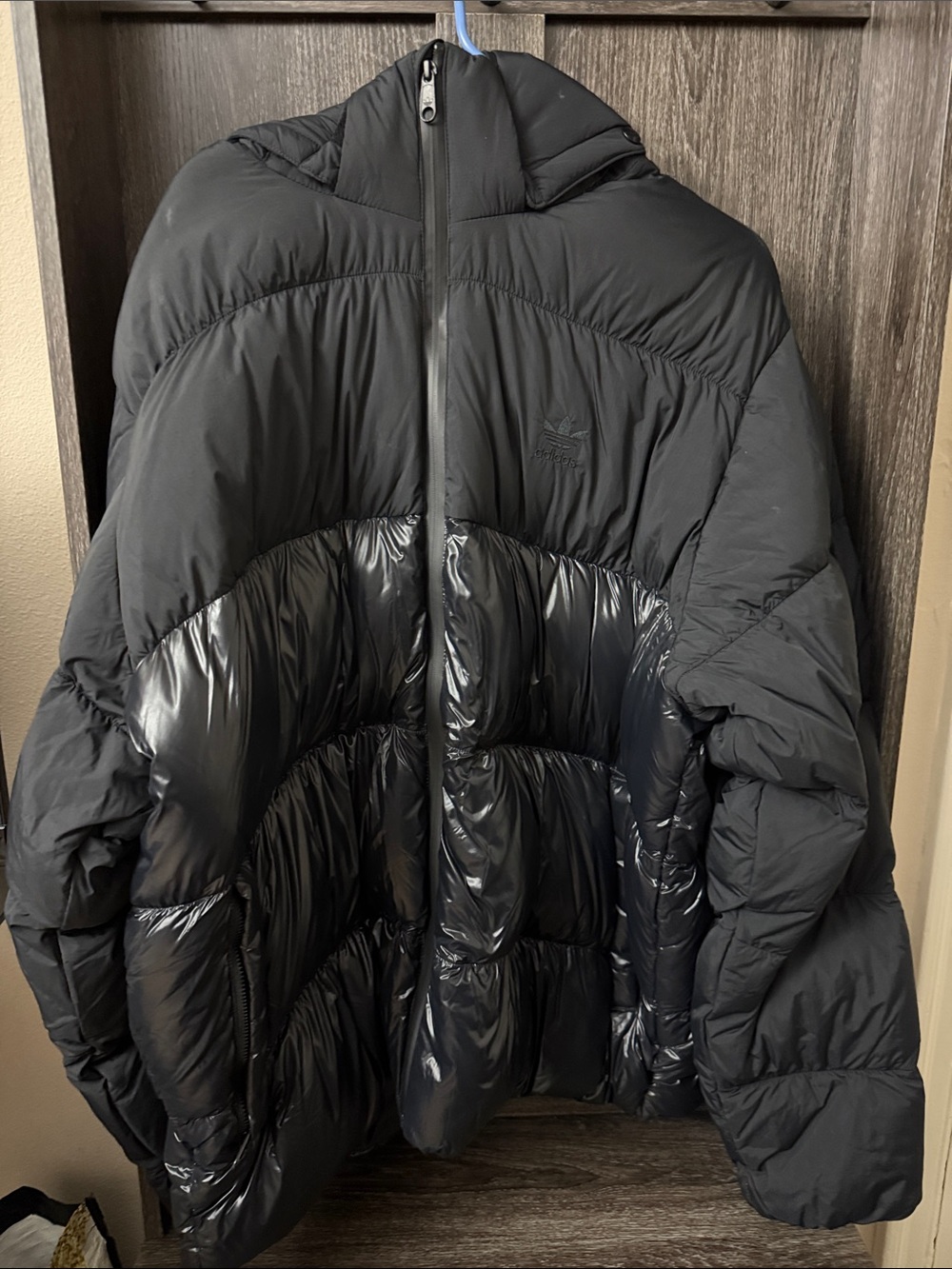 adidas Originals Black Quilted Puffer Jacket with detachable Hood